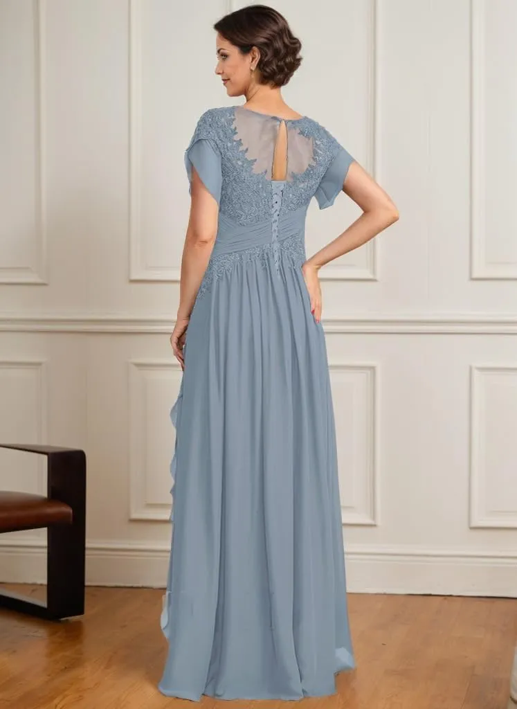 Tea Length Mother of The Bride Dresses with Sleeves High Low Lace Formal Dress for Women Wedding Guest