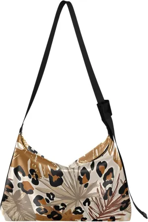 Tropical Leaf Leopard Camouflage lady Leather Handbags Hobo Large Womens Purse Aesthetic Animal Women Hobo Purse