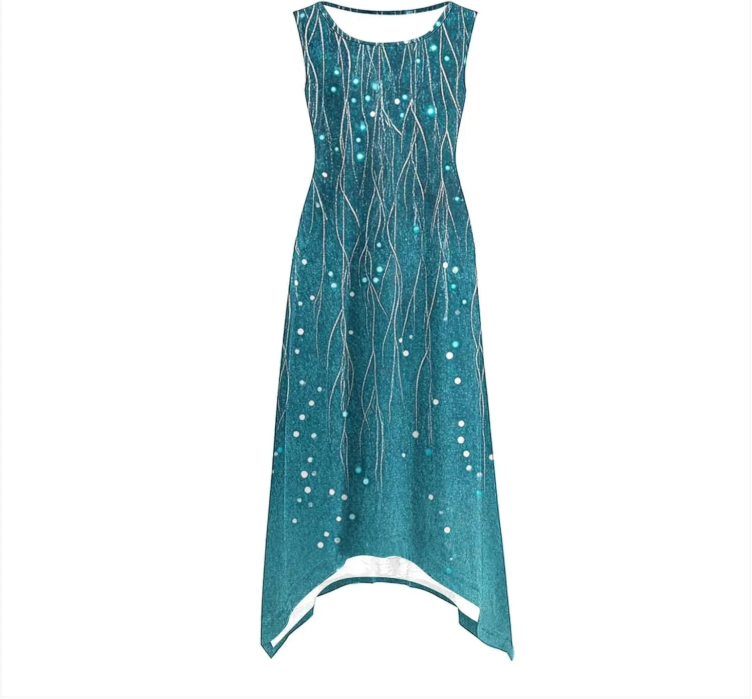Vacation Dresses for Women 2025 Casual Sleeveless Handkerchief Hem Tank Dresses Boho Print 2025 Beach Sundresses