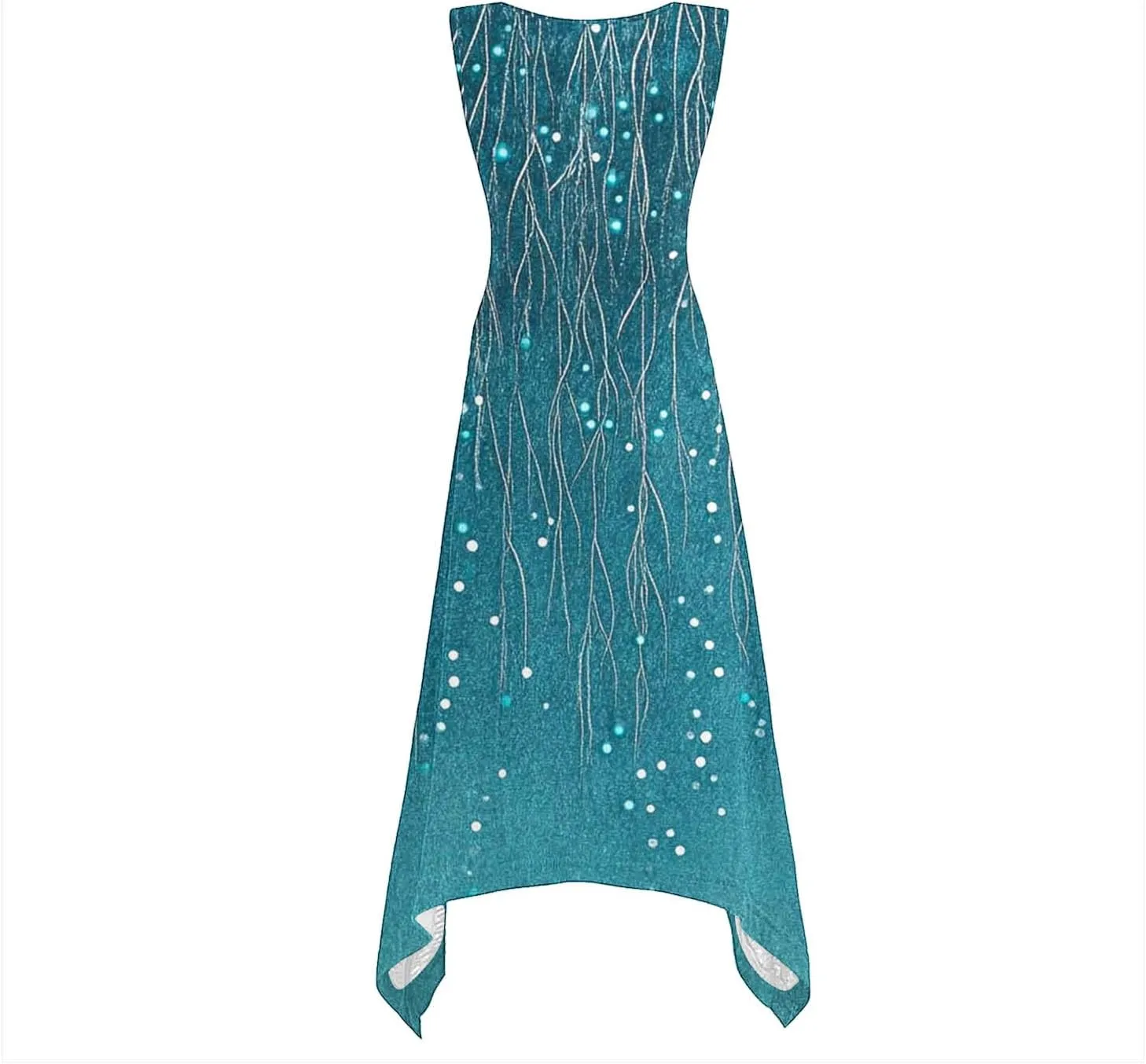 Vacation Dresses for Women 2025 Casual Sleeveless Handkerchief Hem Tank Dresses Boho Print 2025 Beach Sundresses