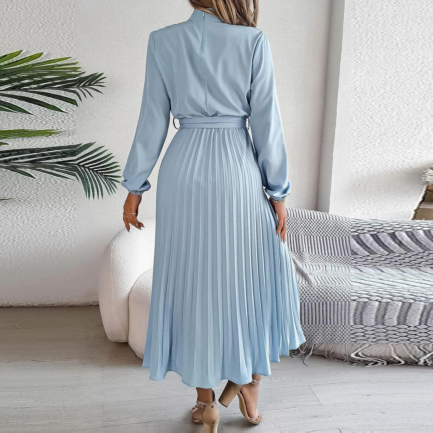 Wedding Guest Dresses for Women Women's Long Sleeve Maxi Dress Flowy Casual Fall A-Line Long Cocktail Tshirt Dress