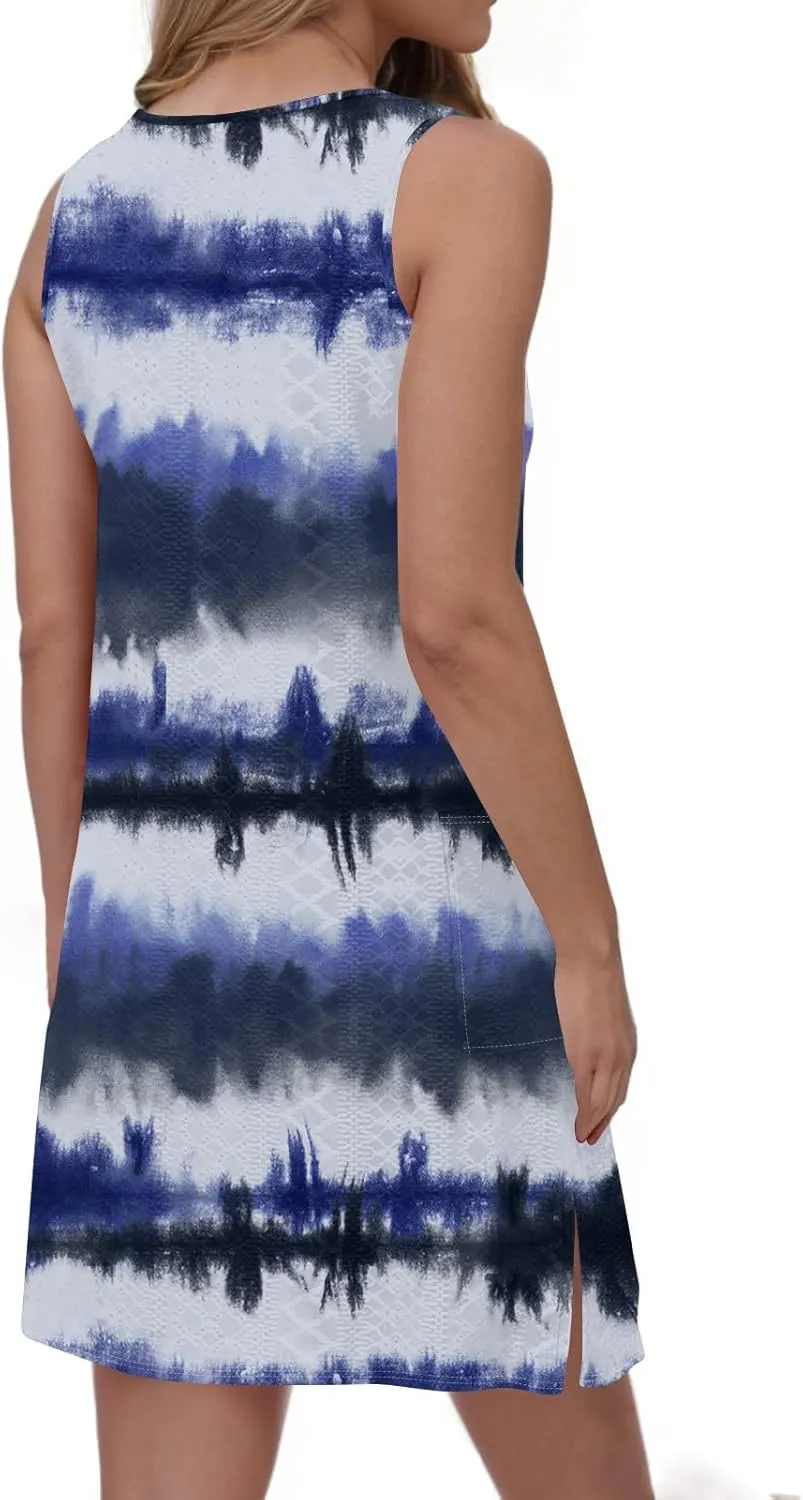 Women Casual Crew Neck Dress Floral Hawaiian Beach Sleeveless Tank Dresses 2025 Spring Summer Vacation Sundress