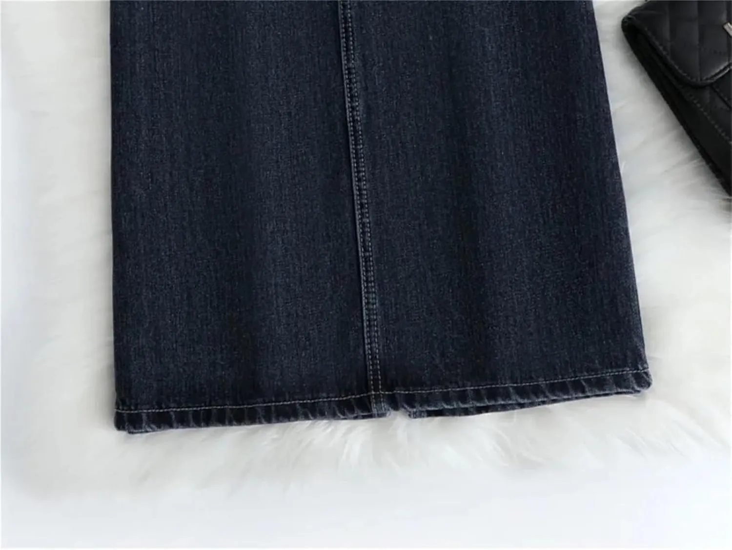 Women Denim Skirt Summer A Line High Waist Loose Split Hem Blue Chic Casual Jean Midi Skirt Streetwear