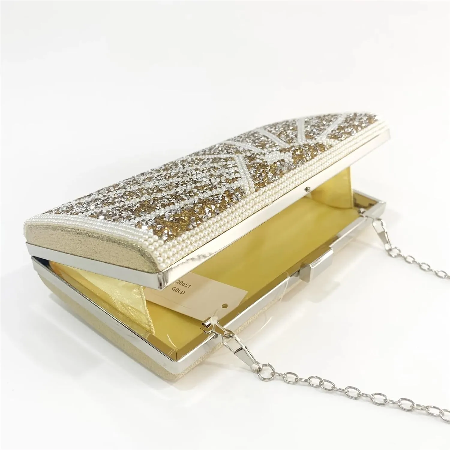 Women Evening Bag Rhinestone Silver Gold Clutches Ladies Banquet Wedding Dinner Long Purse Female Handbag