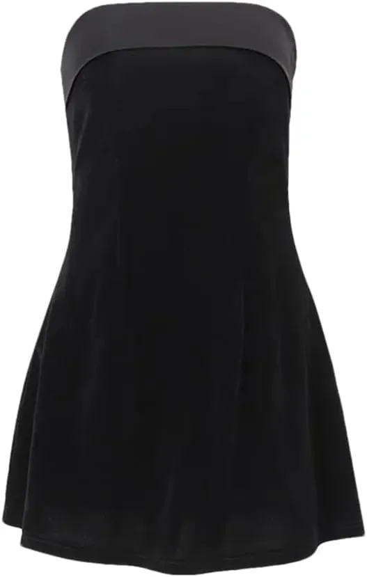 Women Strapless Sleeveless High Waist Temperament Dress Female Solid Slimming Mini Dresses