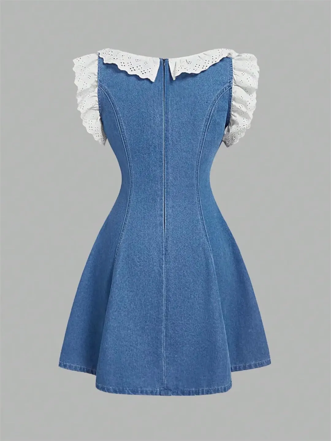 Women Summer Denim Japanese Korean Sweet Gentle Youthful Knee-Length Jeans Dress