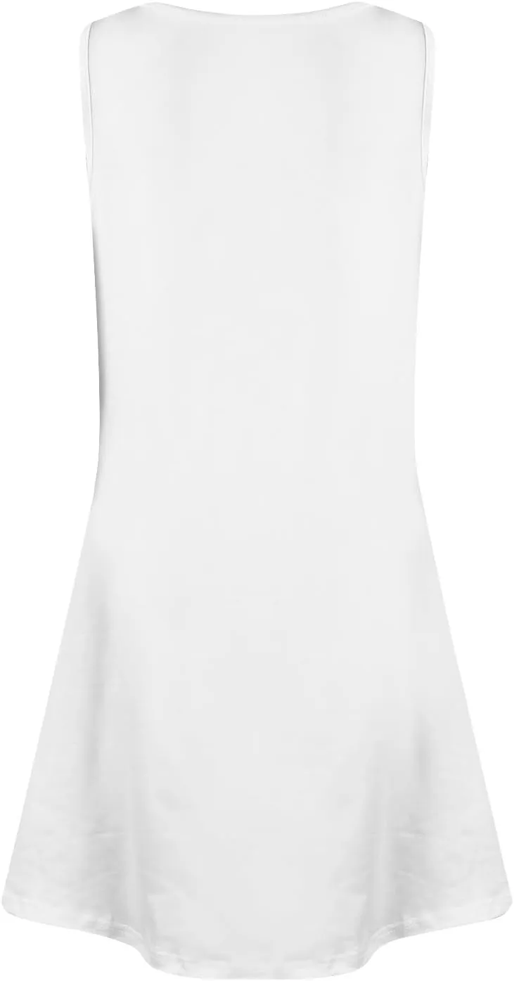 Women Summer Tank Dress U Neck Sleeveless Solid Color Sundress with Pocket Beach Vacation Party Dresses