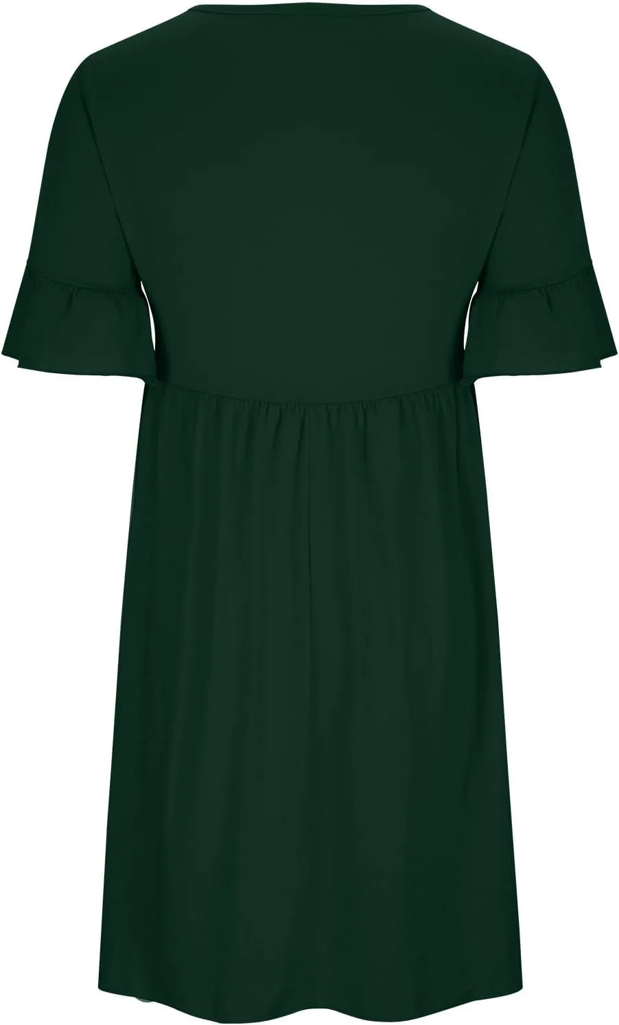 Women's 2025 Summer Dresses Ruffle Short Sleeve Casual T-Shirt Dress Casual Loose Round Neck Swing A Line Sundresses
