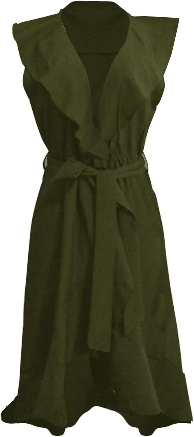 Women's 2025 Summer Wrap Midi Dress Casual Boho Deep V Neck Short Sleeve Ruffle Hem Split Beach Long Dresses