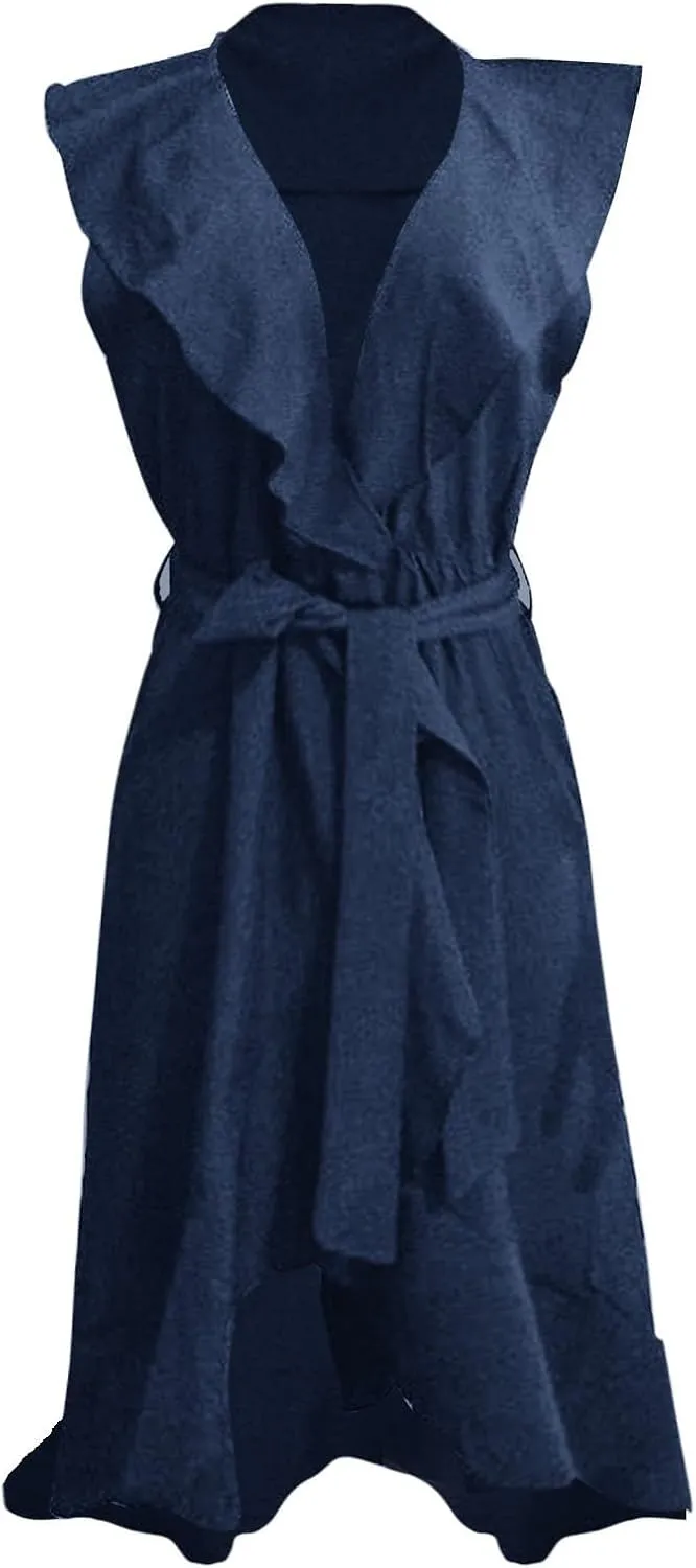 Women's 2025 Summer Wrap Midi Dress Casual Boho Deep V Neck Short Sleeve Ruffle Hem Split Beach Long Dresses