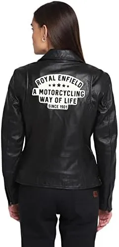 Women's Black Genuine Leather Biker Jacket-Premium Retro Racer Motorcycle Jacket for Women with Zipper,Pockets