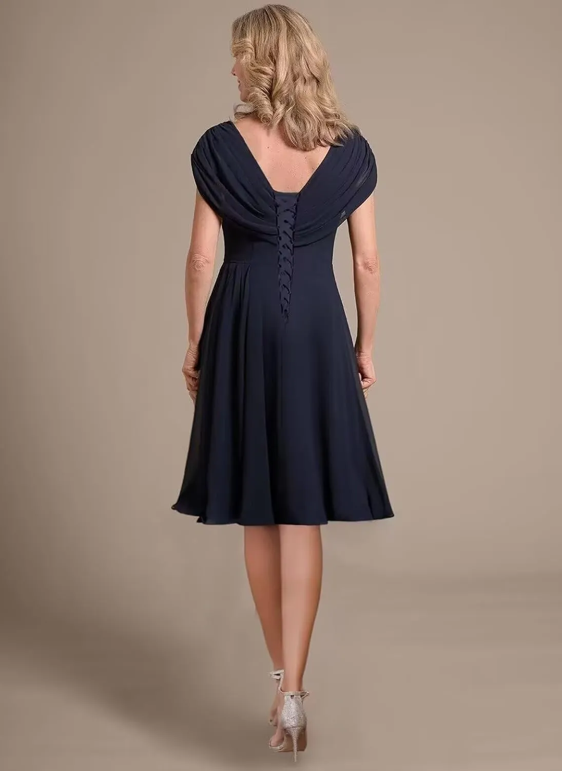 Women's Cap Sleeves Mother of The Bride Dress for Wedding A Line Chiffon Pleated Formal Evening Dresses 2025