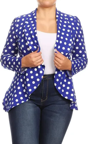 Women's Casual Plus Size Blazer Long Sleeve Open Front Solid and Print