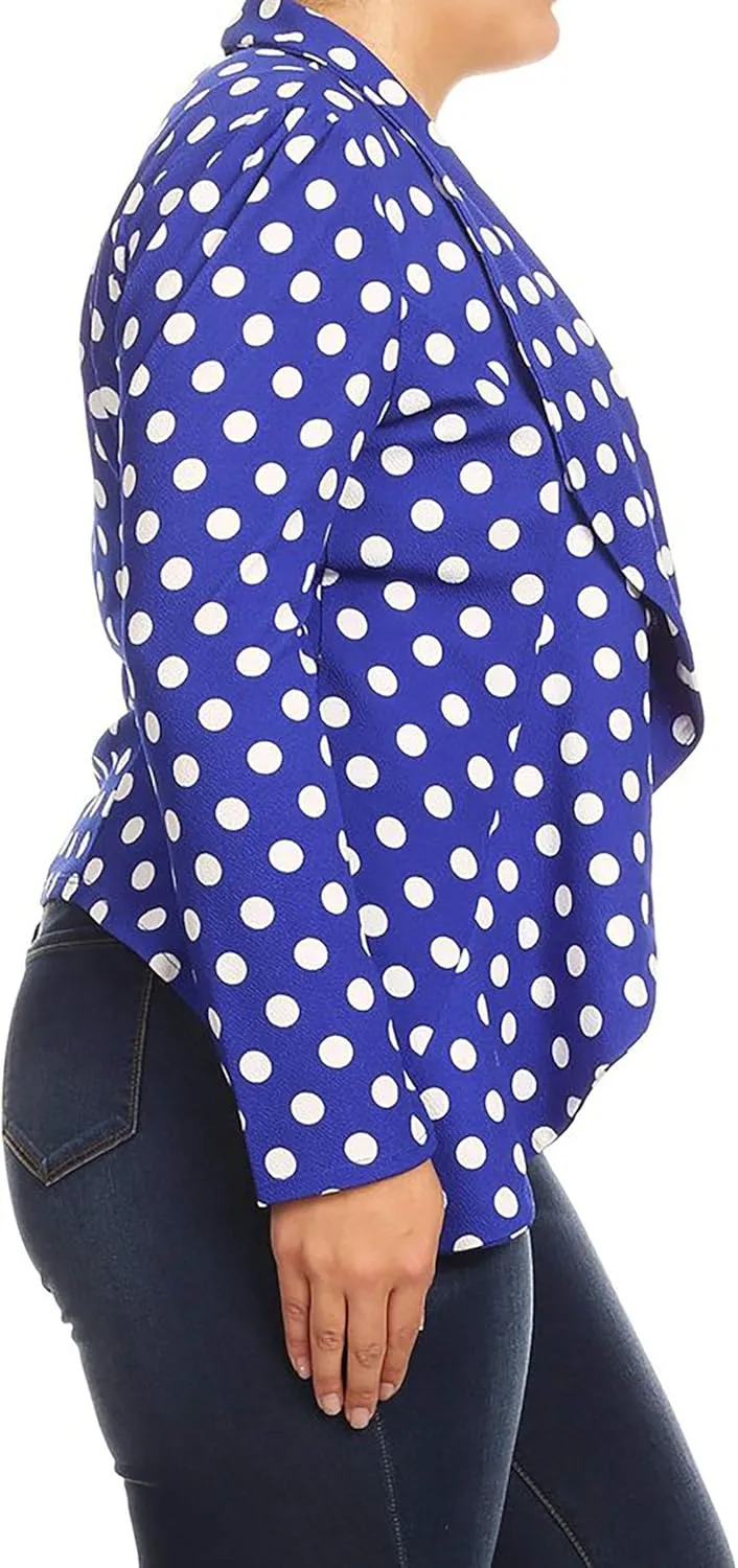 Women's Casual Plus Size Blazer Long Sleeve Open Front Solid and Print