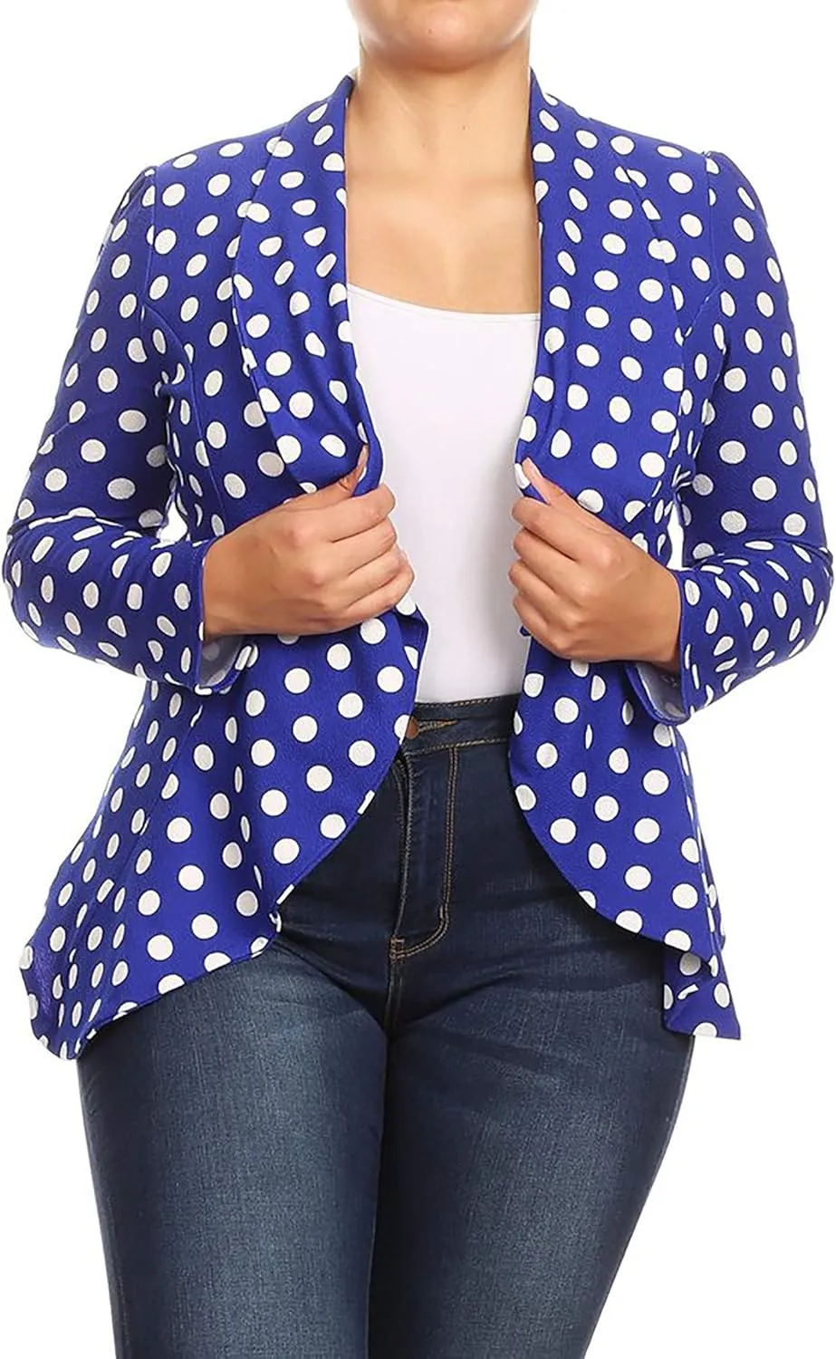 Women's Casual Plus Size Blazer Long Sleeve Open Front Solid and Print