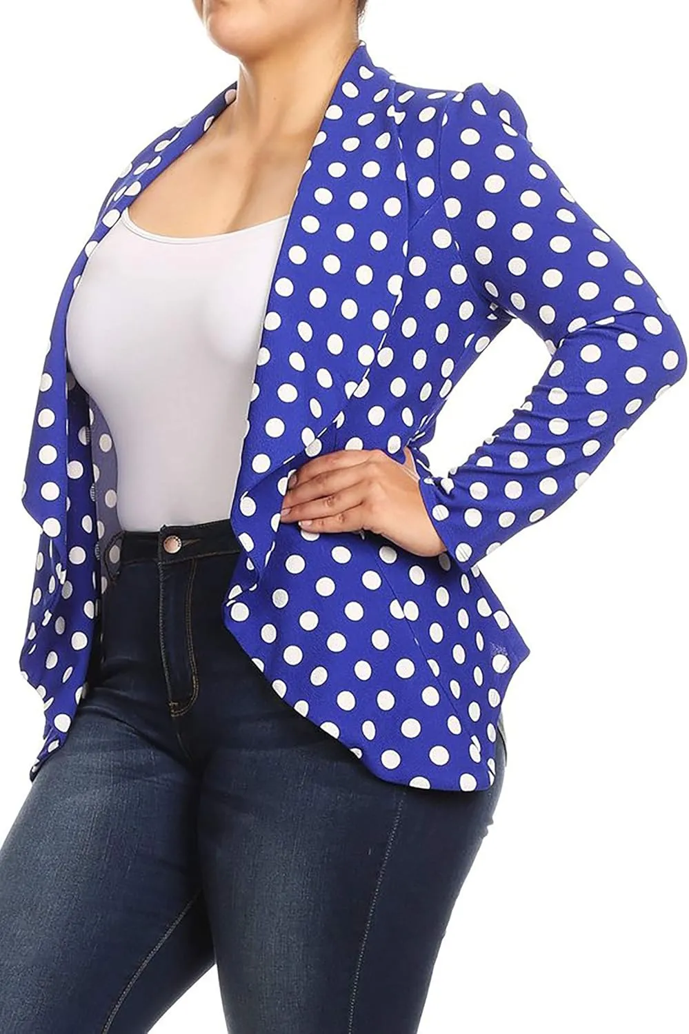 Women's Casual Plus Size Blazer Long Sleeve Open Front Solid and Print