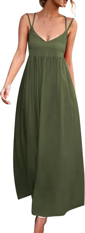 Women's Casual Sexy Solid Color Slim Tie Front Smocked Dresses with Belt Casual Boho Spaghetti Strap Beach Sundress