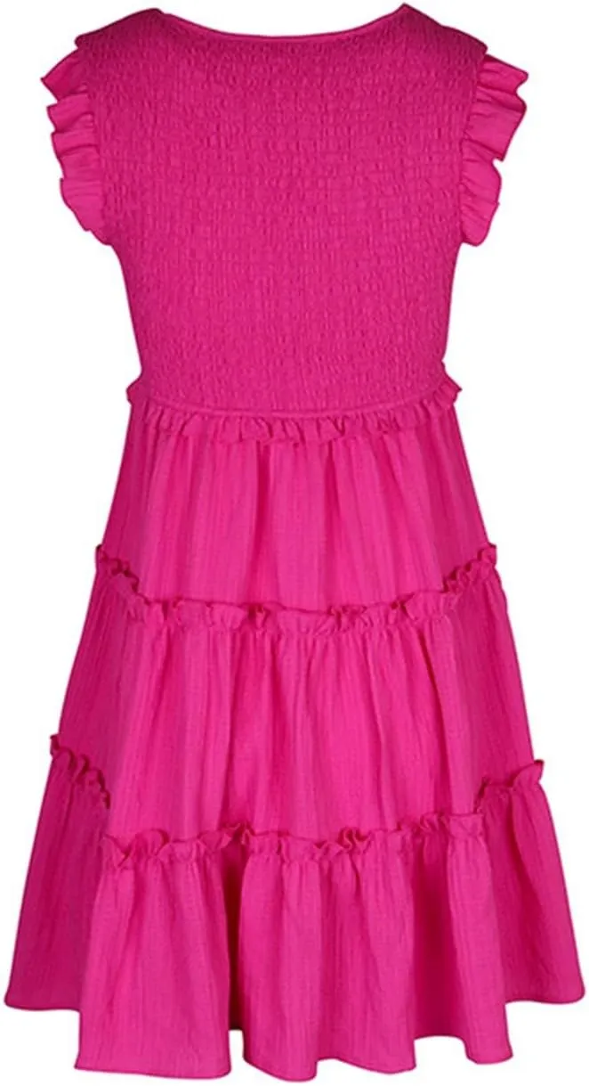 Women's Casual Summer Dresses Solid Color Cute Tiered Mini Dress V Neck Ruffle Sleeve Casual 2025 Fashion Trendy Dresses