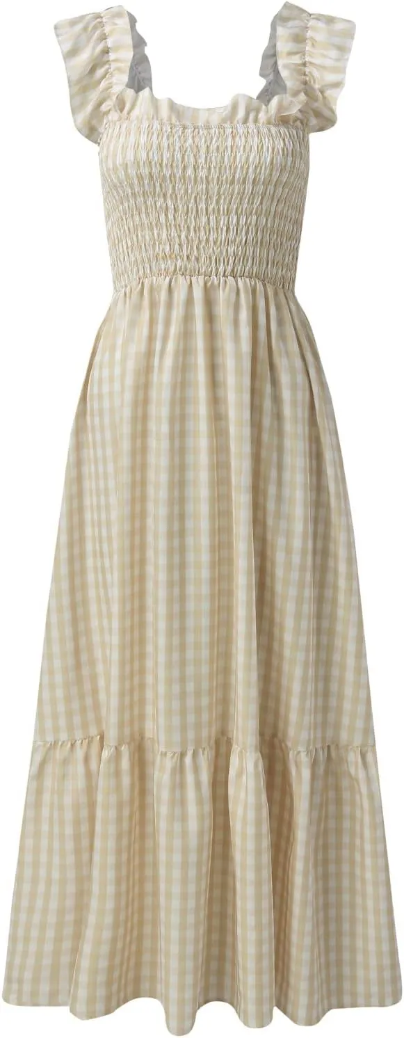 Womens Casual Summer Long Dress Sleeveless Square Neck Dresses Casual Skirts for Women 2024
