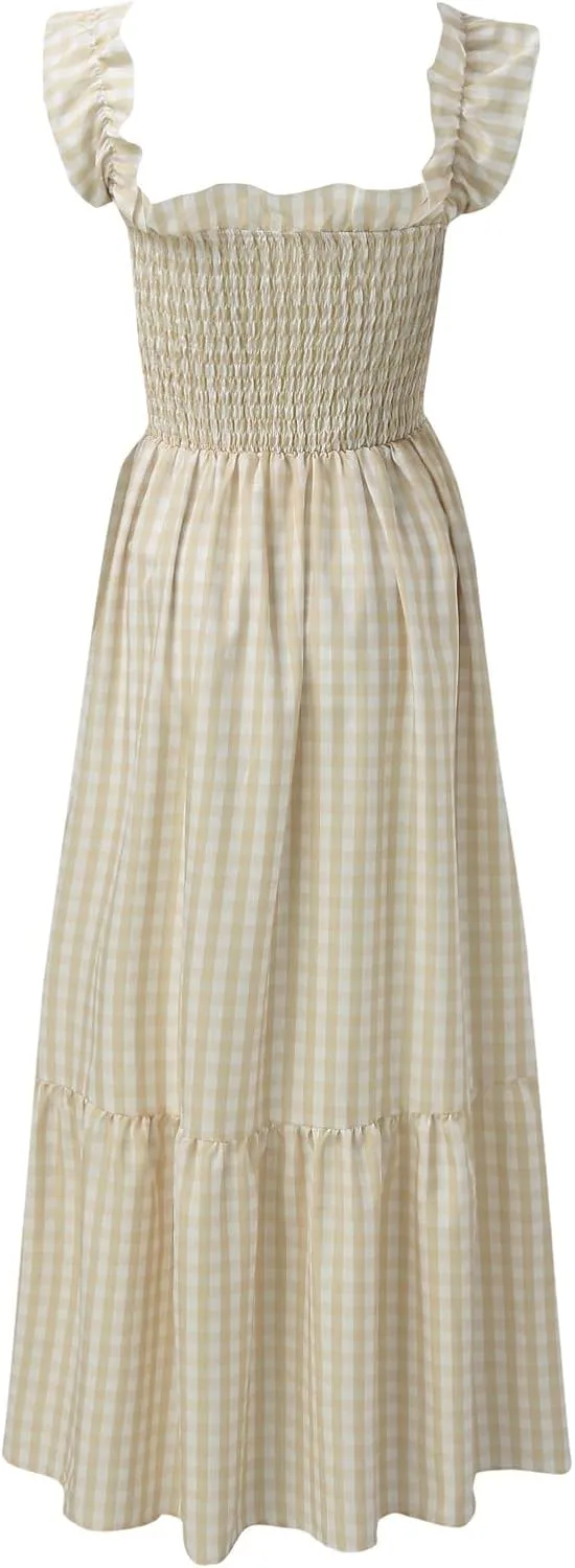Womens Casual Summer Long Dress Sleeveless Square Neck Dresses Casual Skirts for Women 2024
