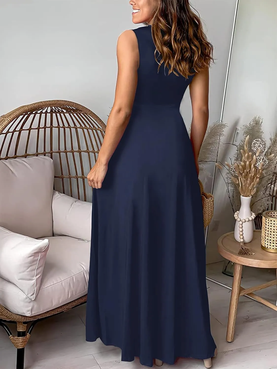 Women's Deep V-Neck Maxi Dress Sexy Side Slit Party Club Long Dresses Summer Beach Sundress for Women 2025