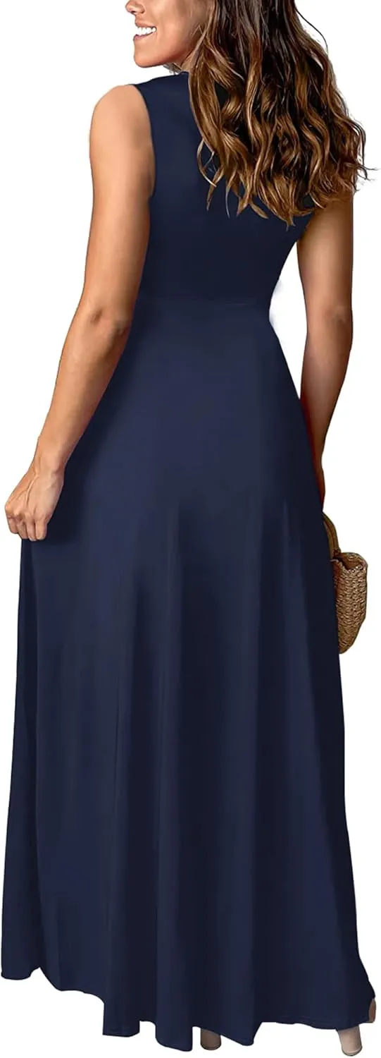 Women's Deep V-Neck Maxi Dress Sexy Side Slit Party Club Long Dresses Summer Beach Sundress for Women 2025