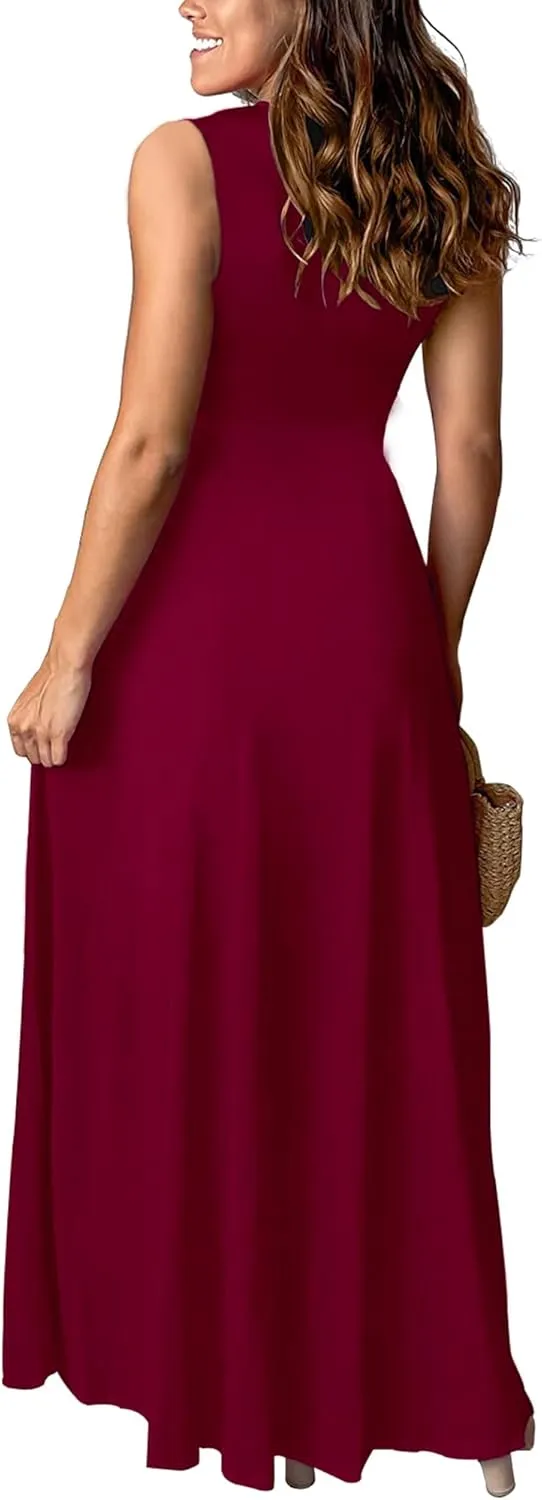 Women's Deep V-Neck Maxi Dress Sexy Side Slit Party Club Long Dresses Summer Beach Sundress for Women 2025