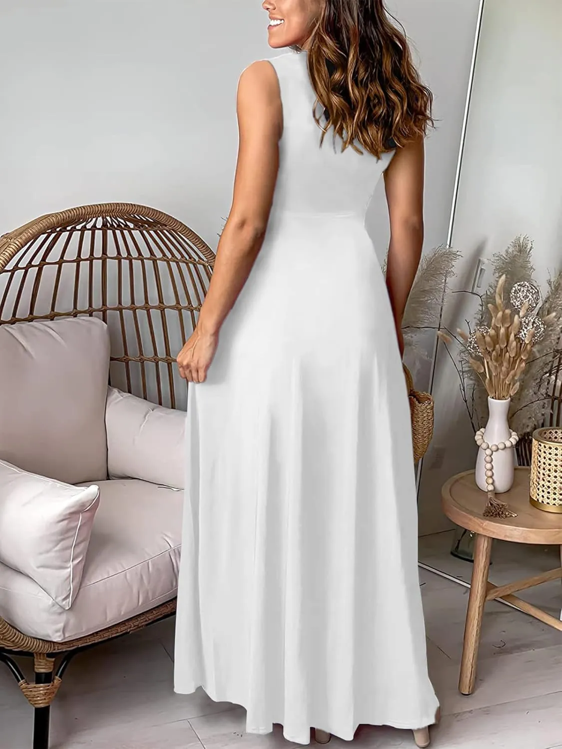 Women's Deep V-Neck Maxi Dress Sexy Side Slit Party Club Long Dresses Summer Beach Sundress for Women 2025