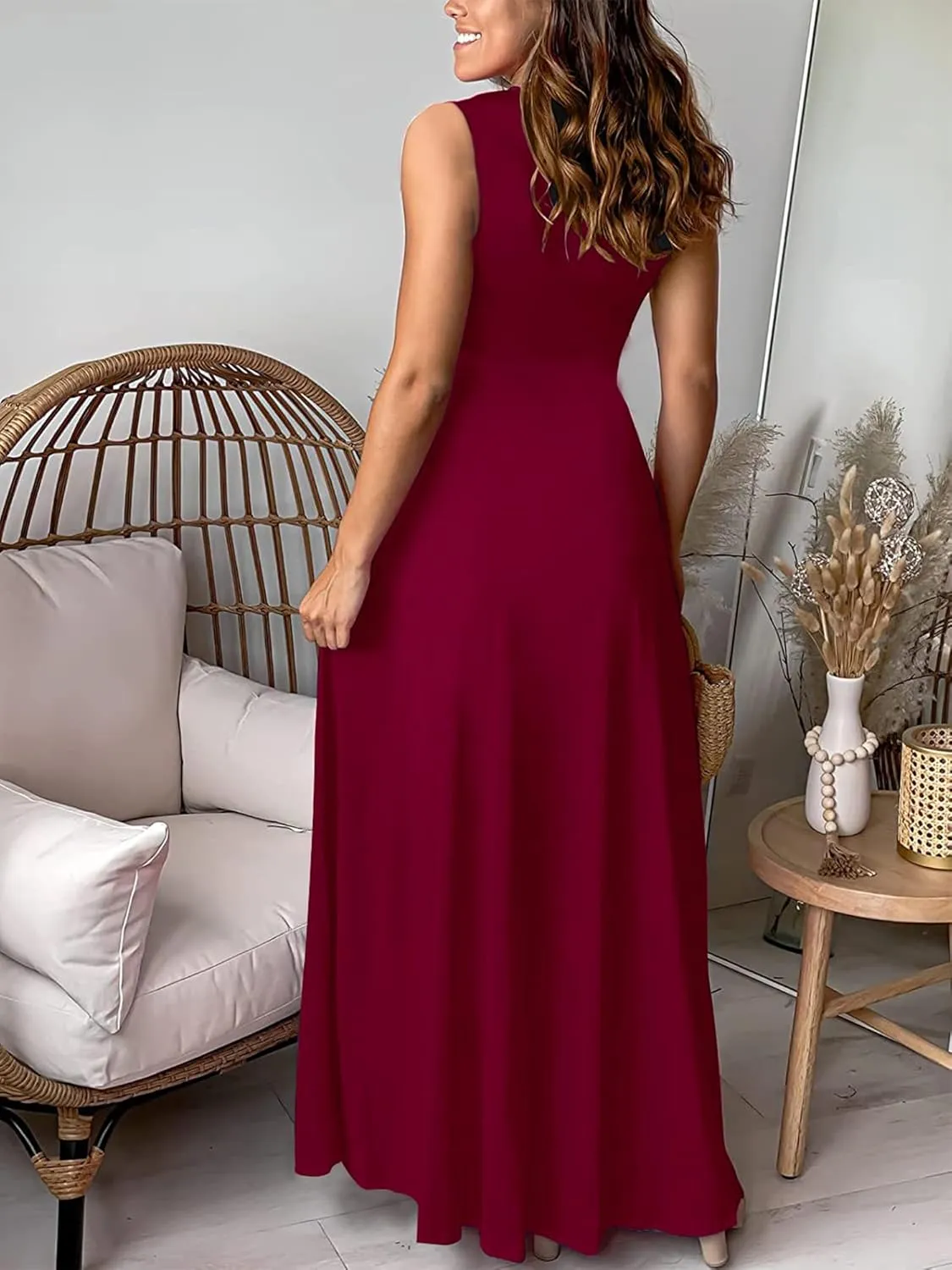 Women's Deep V-Neck Maxi Dress Sexy Side Slit Party Club Long Dresses Summer Beach Sundress for Women 2025