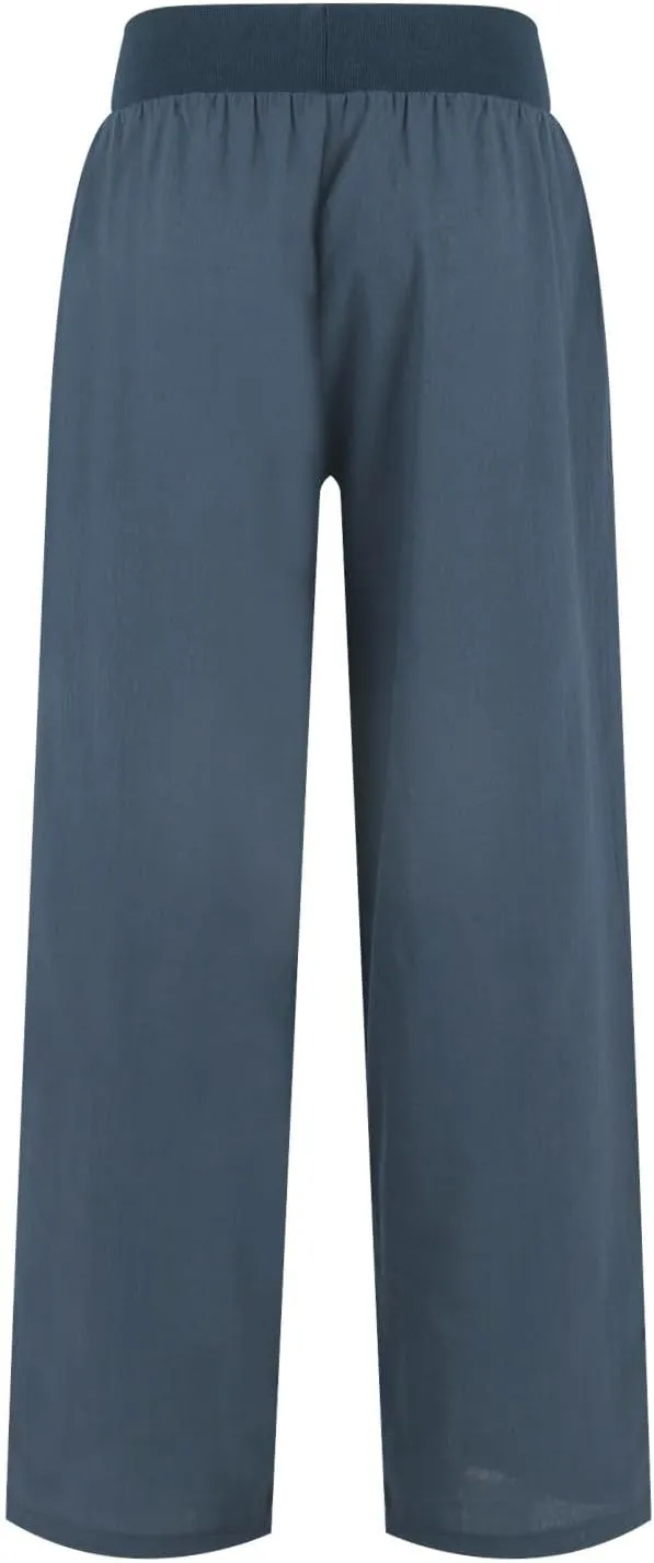 Womens Elastic High Waisted Palazzo Pants Casual Straight Wide Leg Long Beach Lounge Pant Trousers with Pocket
