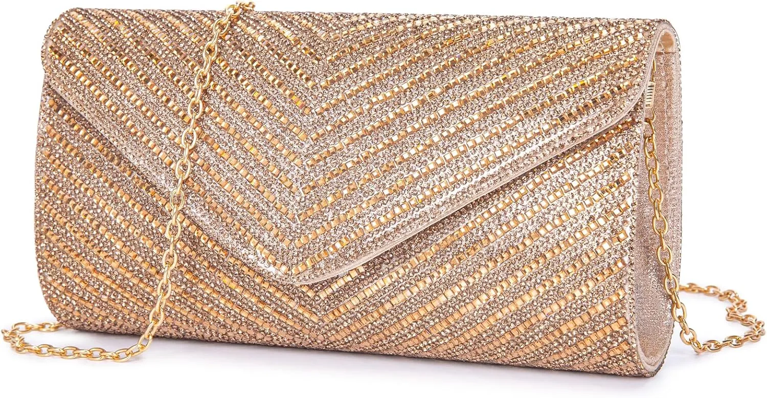 Women's Evening Handbags Envelope Clutch Purses Ladies Crossbody Bags Rhinestone Wedding Bag Shoulder Bag for Women