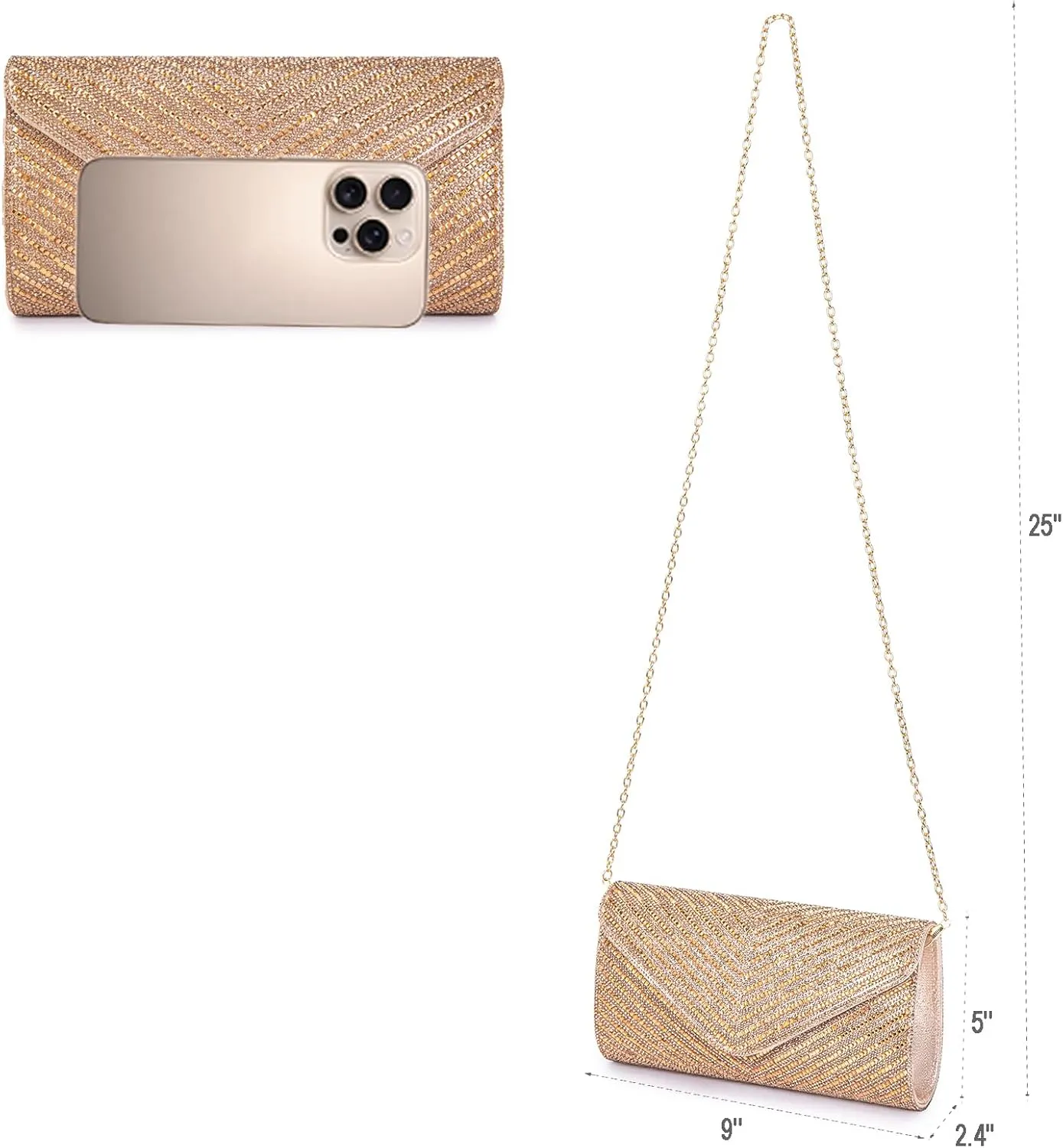 Women's Evening Handbags Envelope Clutch Purses Ladies Crossbody Bags Rhinestone Wedding Bag Shoulder Bag for Women