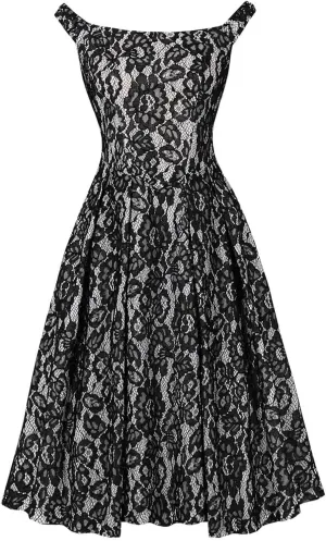 Women's Floral Lace Midi Sundress Summer Sleeveless Dresses Criss Cross Tie-Back Boat-Neck Flowy Cocktail Party Dress