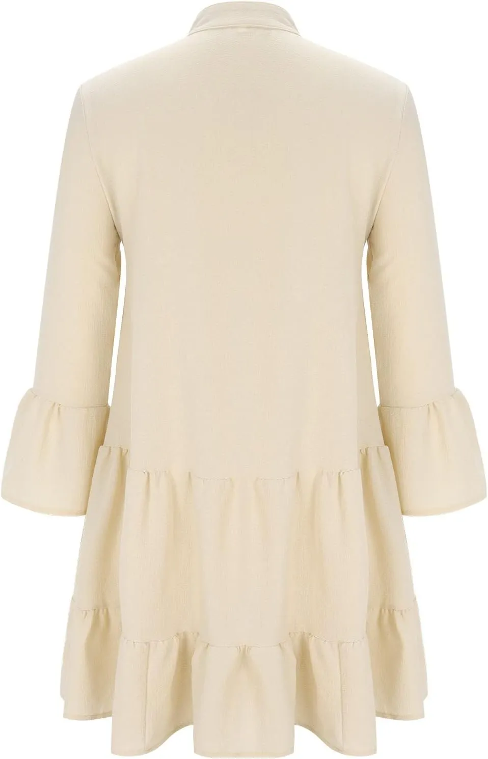 Women's Long Sleeve Botton Ruffle Dresses Casual Loose Swing Mini Dress Casual Skirts for Women 2024