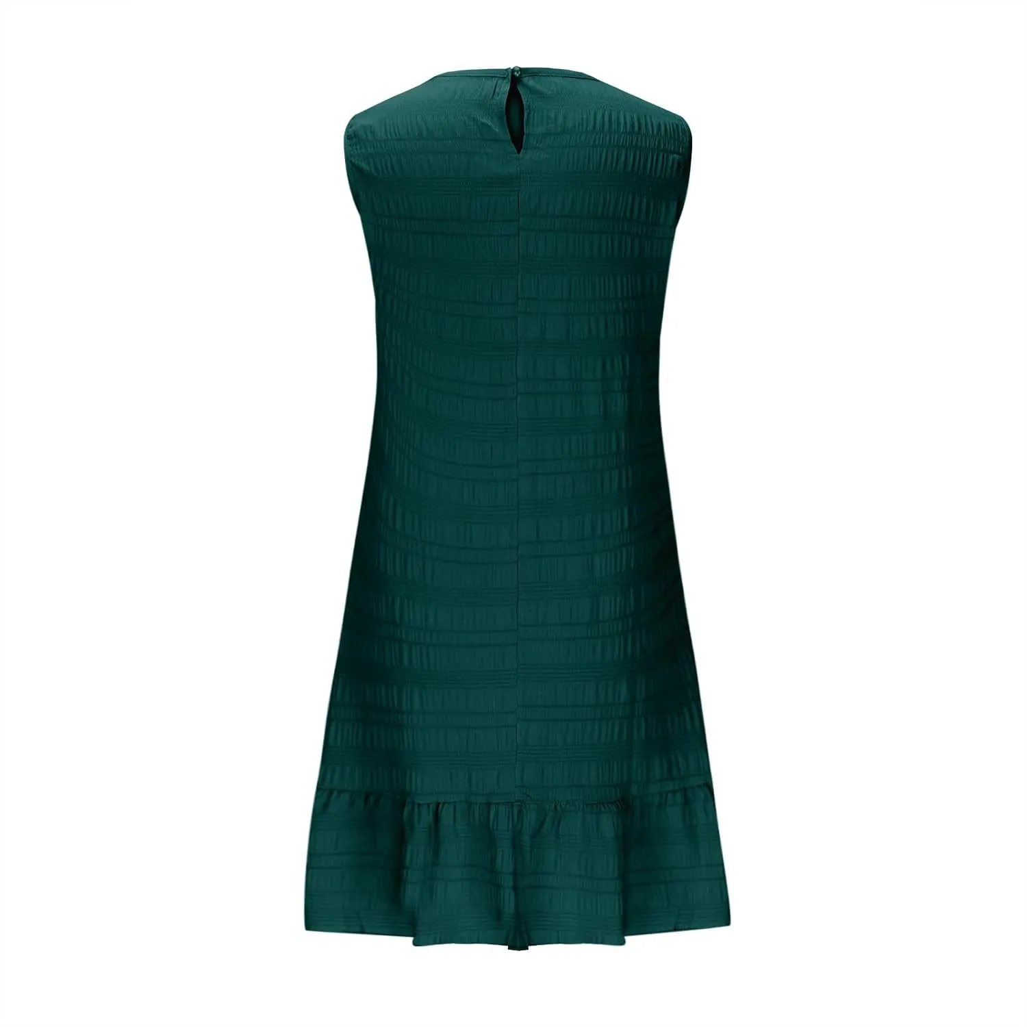 Women's Ruffle Hem Sleeveless Tank Dress Round Neck Casual Smock Summer Mini Dresses Ruffle Hem Sundress Casual Mini Dresses