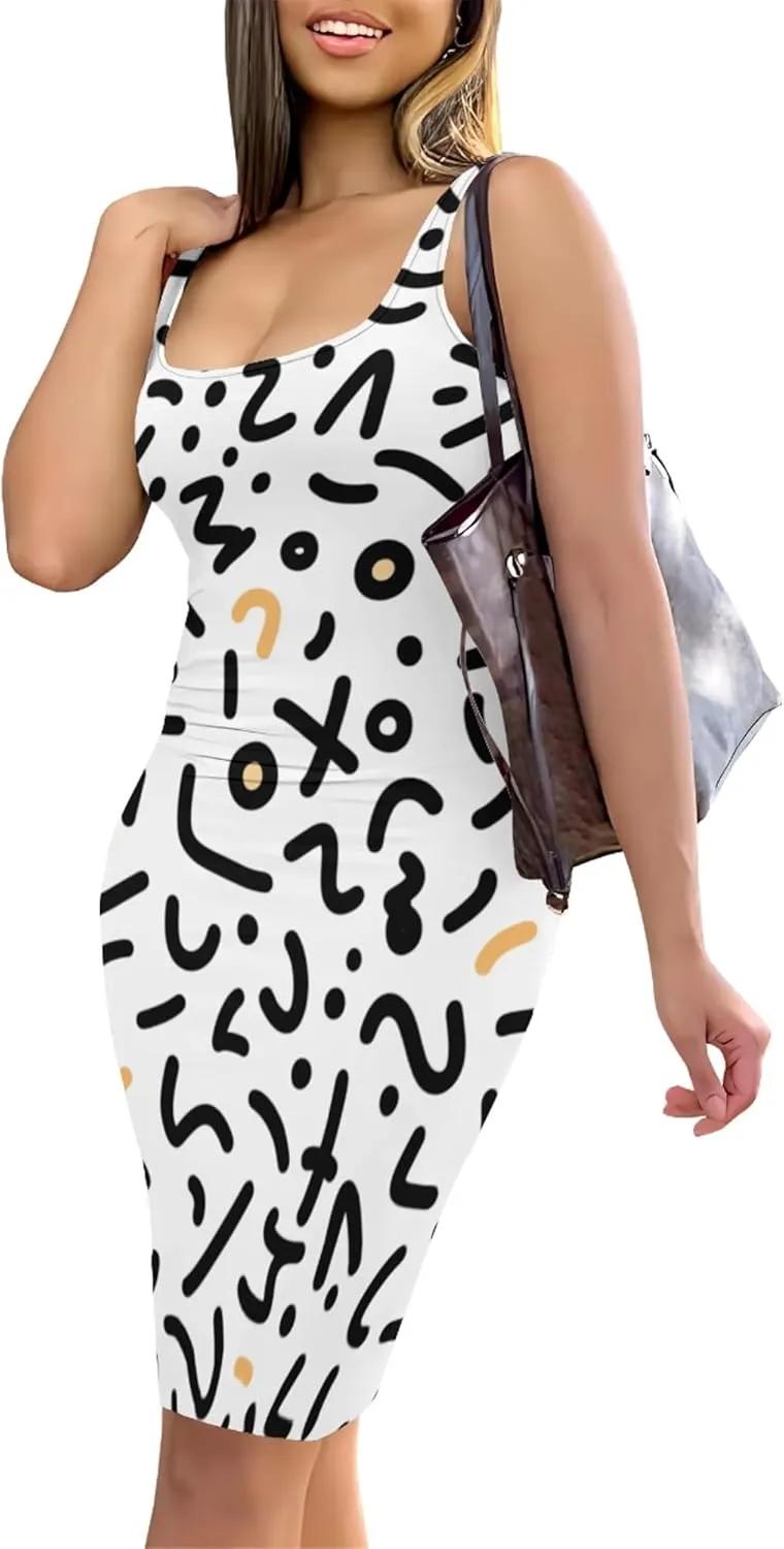 Women's Sexy Bodycon Tank Dress 2024 Summer Sleeveless Basic Midi Club Dress Sundress Beach Dresses