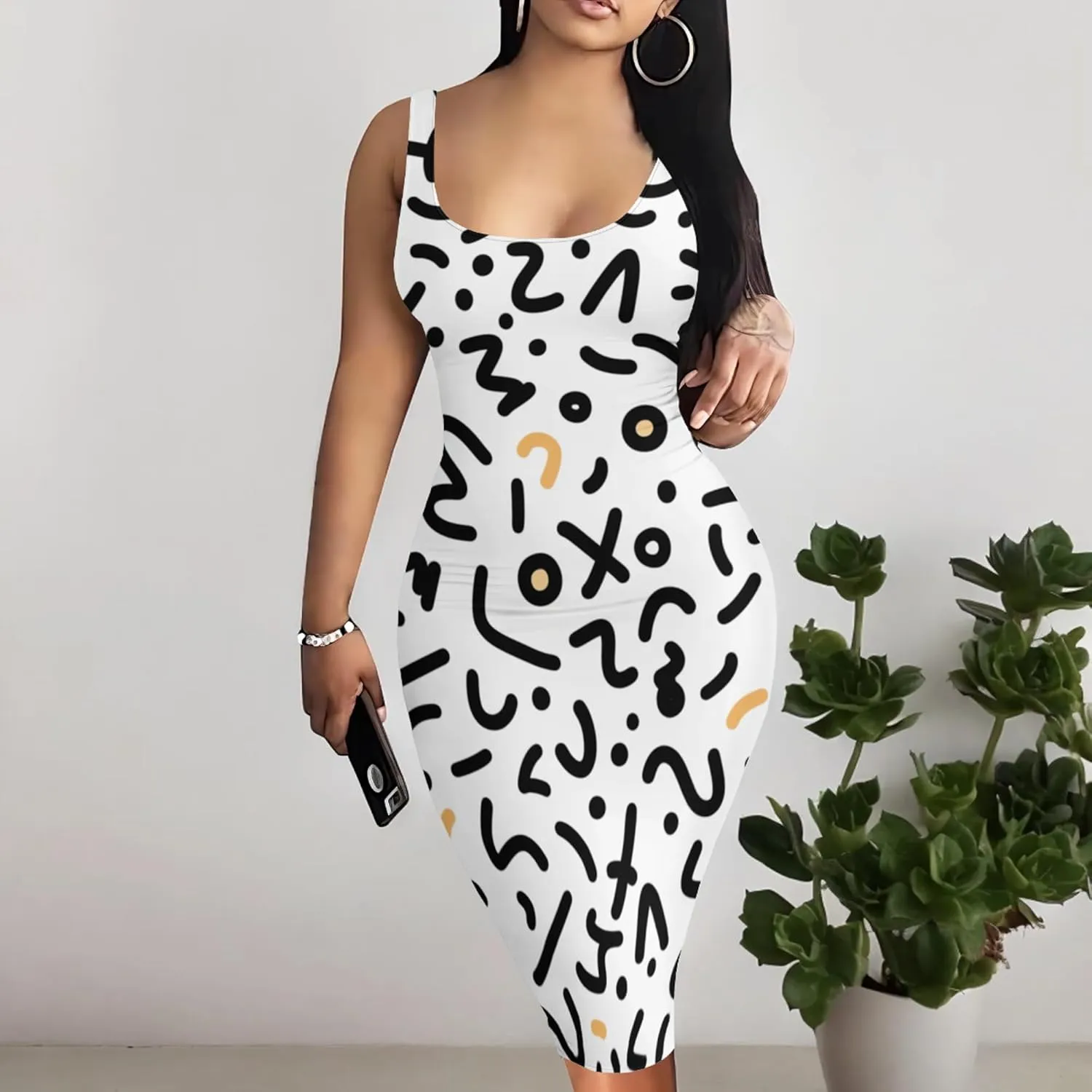 Women's Sexy Bodycon Tank Dress 2024 Summer Sleeveless Basic Midi Club Dress Sundress Beach Dresses