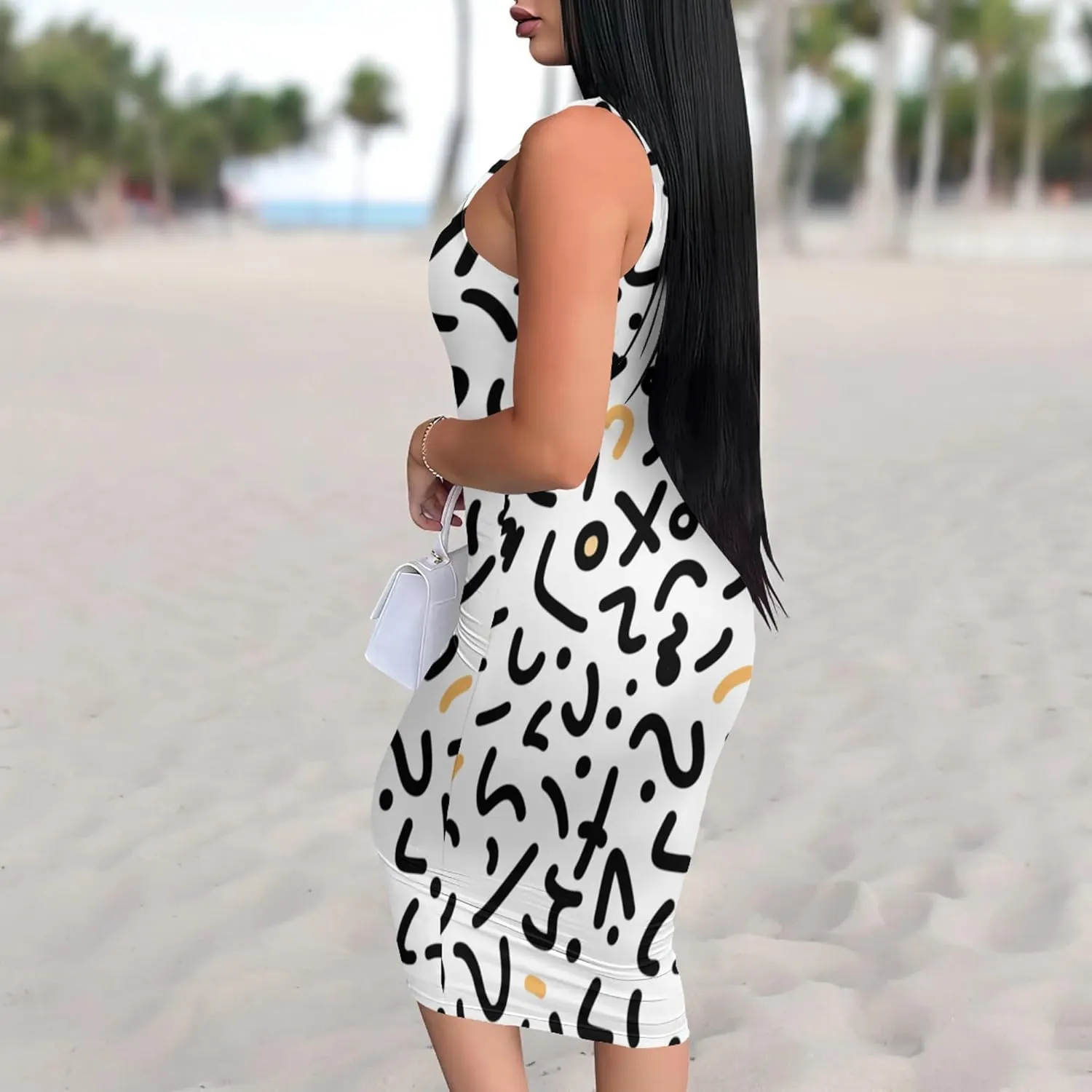Women's Sexy Bodycon Tank Dress 2024 Summer Sleeveless Basic Midi Club Dress Sundress Beach Dresses