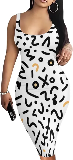 Women's Sexy Bodycon Tank Dress 2024 Summer Sleeveless Basic Midi Club Dress Sundress Beach Dresses