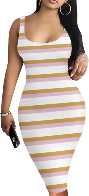 Women's Sexy Bodycon Tank Dress Summer Sleeveless Basic Midi Club Dresses Sundress Beach Dresses