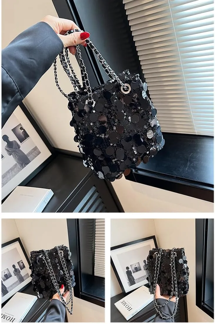 Womens Shoulder Bag Sequin Purse Crystal Clutch Evening Bag Sparkle Purse Mob Wife Aesthetic