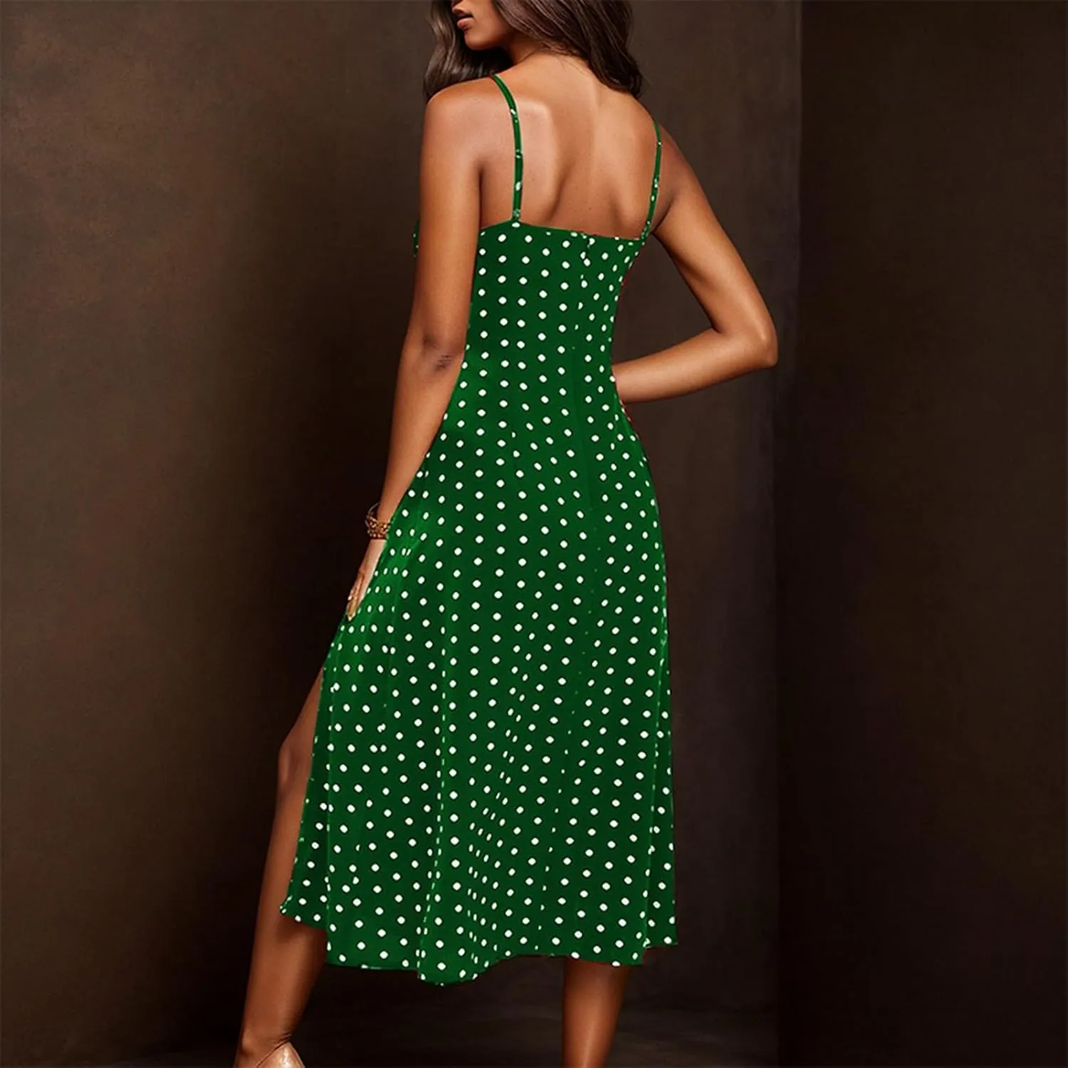 Women's Summer Casual Square Neck Dress with Pocket Cute Sleeveless High Waist A-Line Sundress Midi Dresses