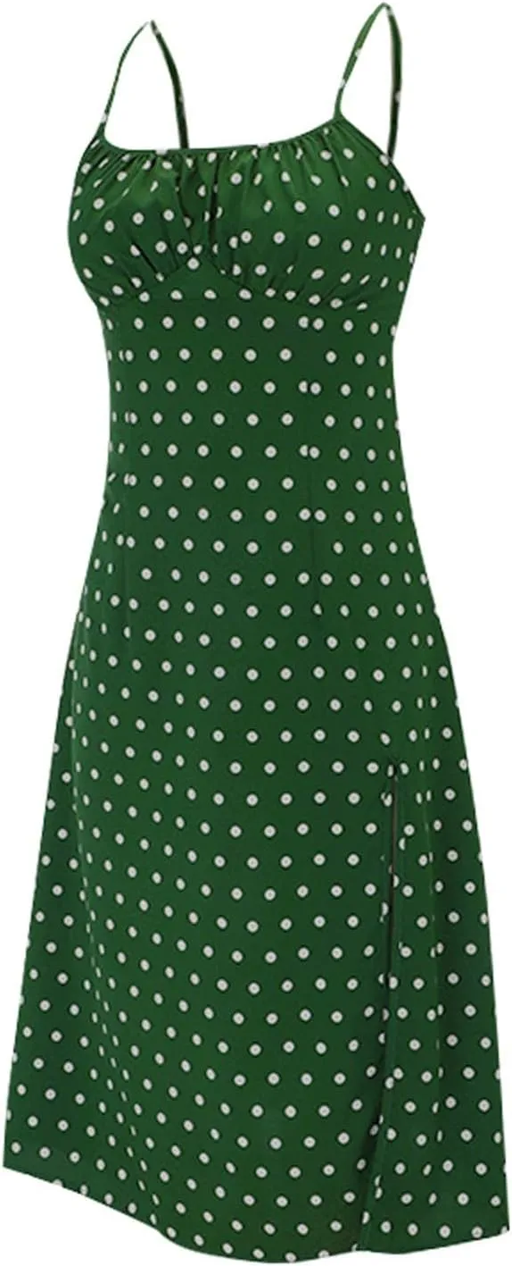 Women's Summer Casual Square Neck Dress with Pocket Cute Sleeveless High Waist A-Line Sundress Midi Dresses