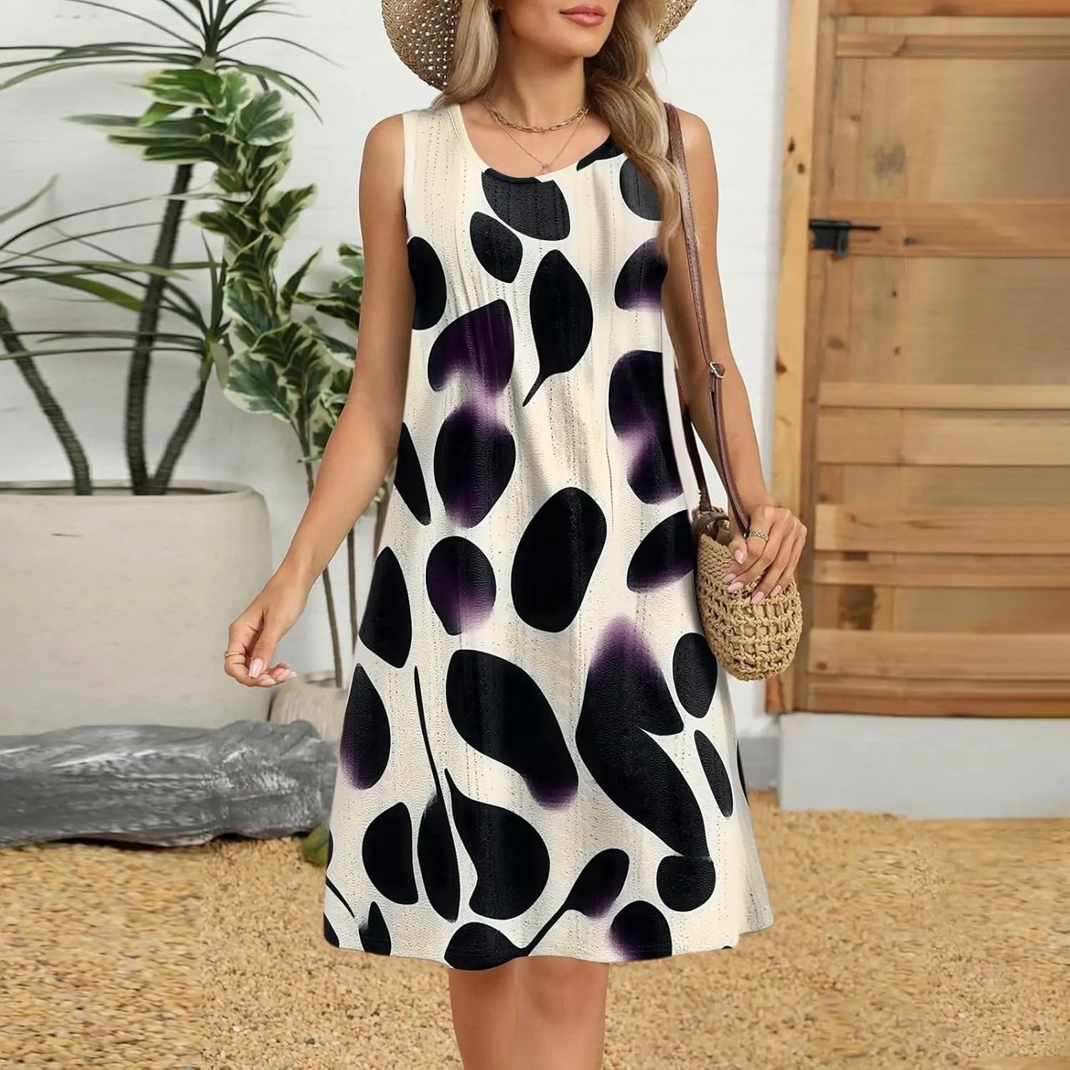 Women's Summer Dresses 2025 Beach Casual Sleeveless Floral Print Tank Loose Sundress with Pocket