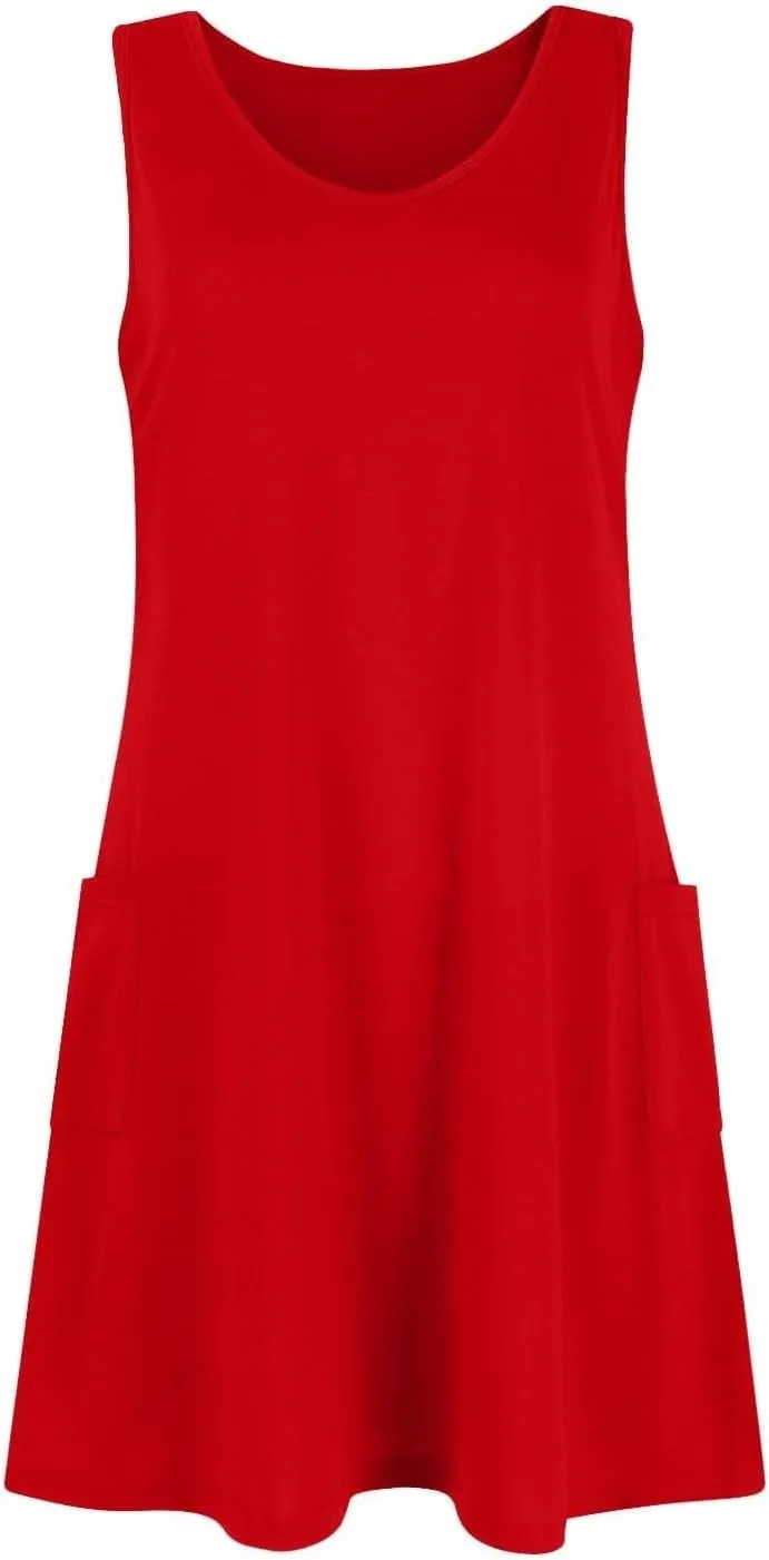 Womens Summer Dresses 2025 Loose V Neck Sleeveless Sundresses Swimsuit Coverup with Pockets Floral/Plain/Eyelet