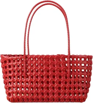 Women's Woven Hand Basket Summer Woven Beach Bag Wicker Picnic Basket Utility Tote Handbag Hobo Shoulder Travel Handbag