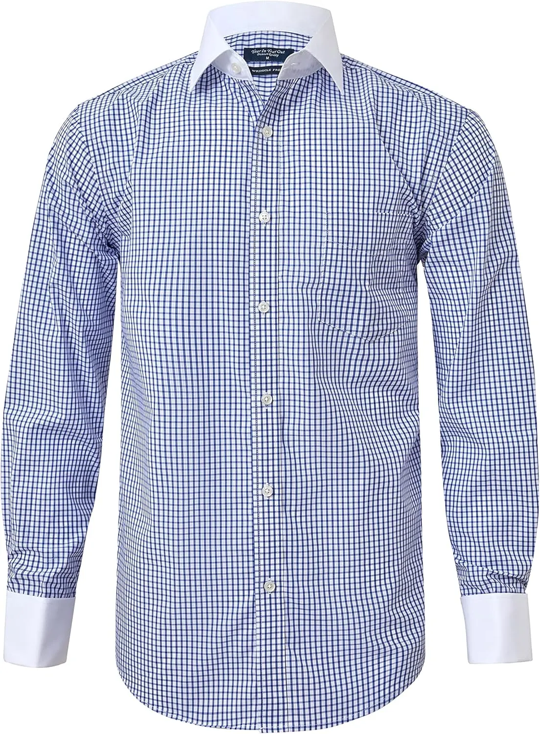 Year In Year Out French Cuff Wrinkle Free Dress Shirt for Men Regular Fit Long Sleeve Wrinkle Resistant Shirt