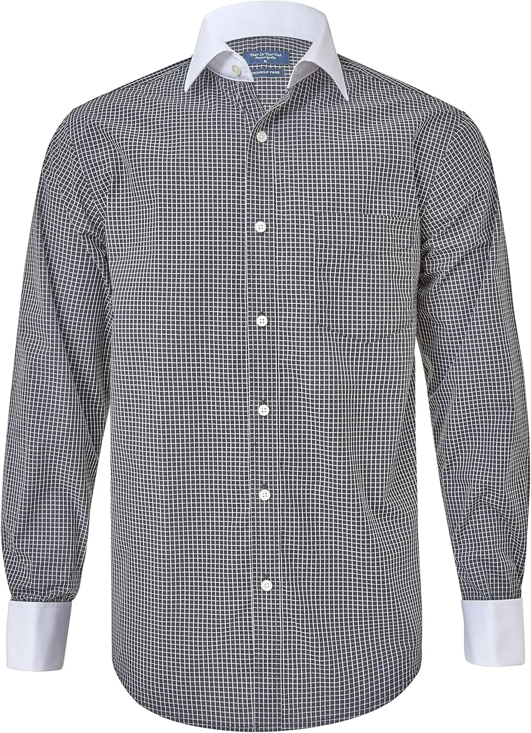 Year In Year Out French Cuff Wrinkle Free Dress Shirt for Men Regular Fit Long Sleeve Wrinkle Resistant Shirt