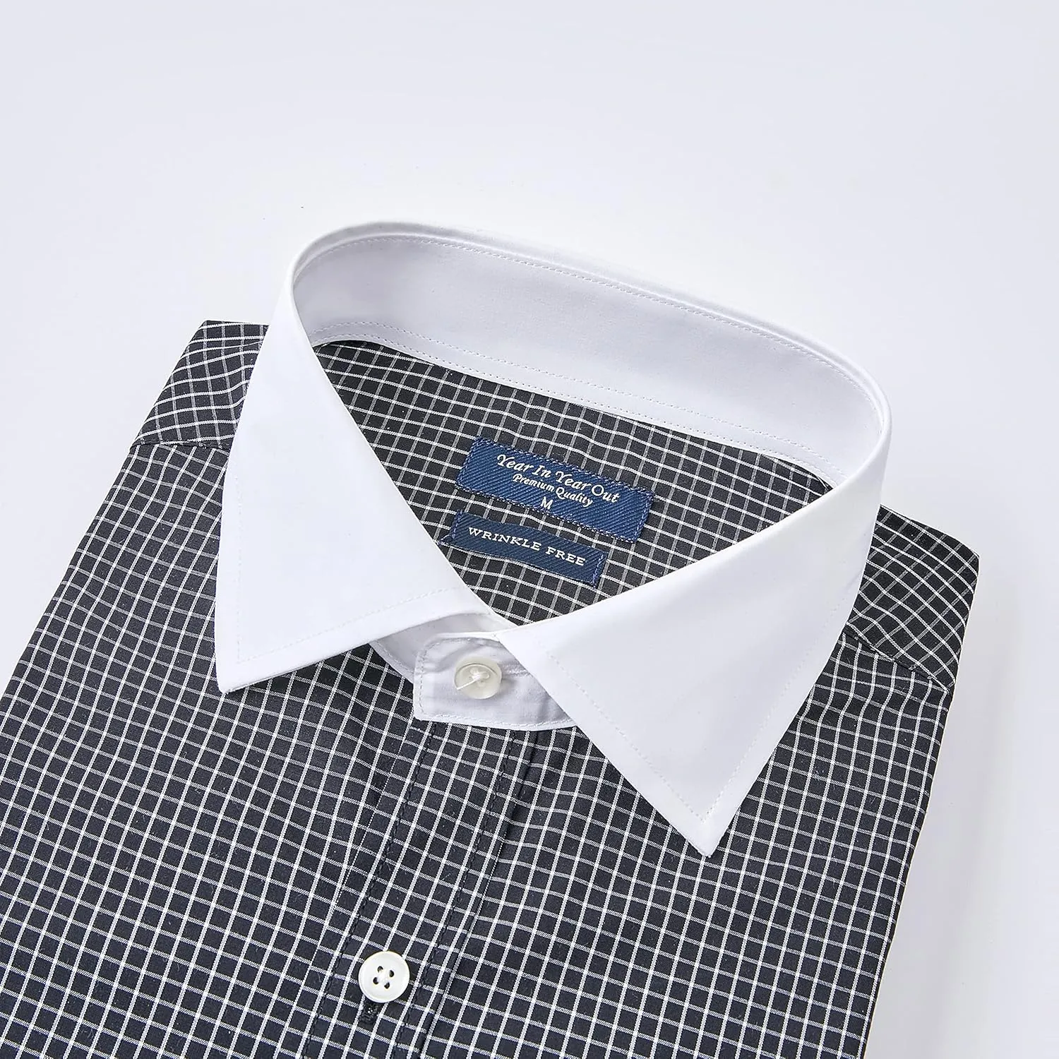 Year In Year Out French Cuff Wrinkle Free Dress Shirt for Men Regular Fit Long Sleeve Wrinkle Resistant Shirt