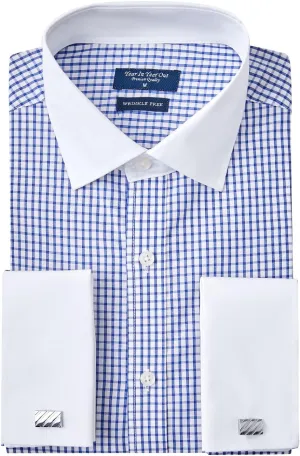 Year In Year Out French Cuff Wrinkle Free Dress Shirt for Men Regular Fit Long Sleeve Wrinkle Resistant Shirt